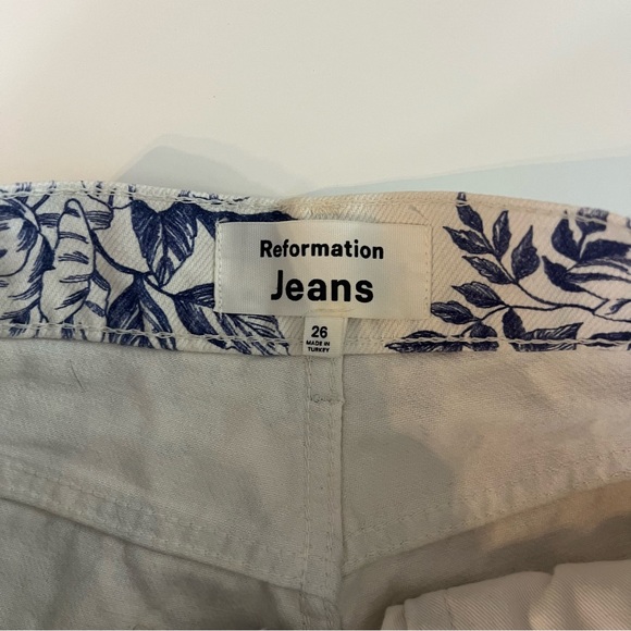 Reformation Jeans - Cynthia Blue and White Toile High Waisted Jeans - Picture 3 of 4